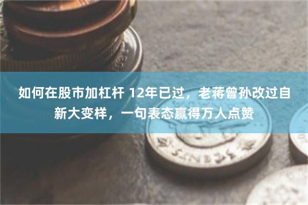 如何在股市加杠杆 12年已过，老蒋曾孙改过自新大变样，一句表态赢得万人点赞