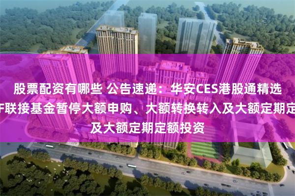 股票配资有哪些 公告速递：华安CES港股通精选100ETF联接基金暂停大额申购、大额转换转入及大额定期定额投资