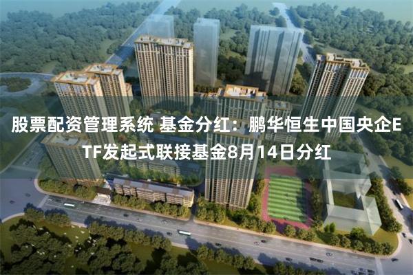 股票配资管理系统 基金分红：鹏华恒生中国央企ETF发起式联接基金8月14日分红