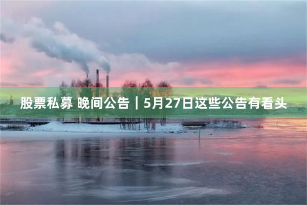 股票私募 晚间公告｜5月27日这些公告有看头
