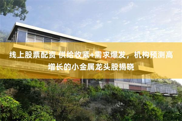 线上股票配资 供给收紧+需求爆发,机构预测高增长的小金属龙头股揭晓