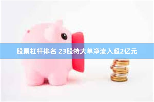 股票杠杆排名 23股特大单净流入超2亿元