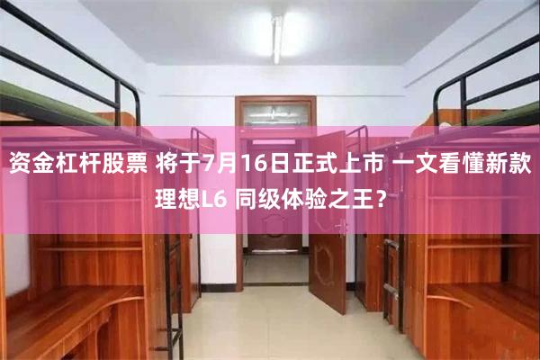 资金杠杆股票 将于7月16日正式上市 一文看懂新款理想L6 同级体验之王?