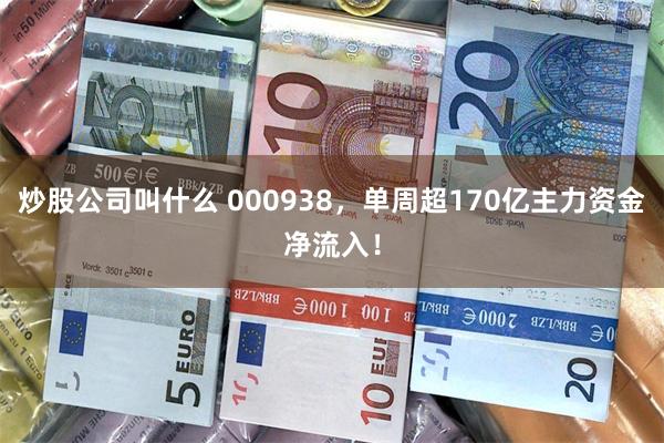 炒股公司叫什么 000938，单周超170亿主力资金净流入！