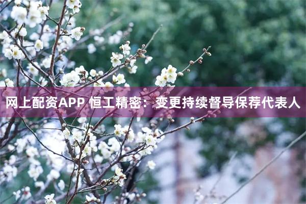 网上配资APP 恒工精密：变更持续督导保荐代表人