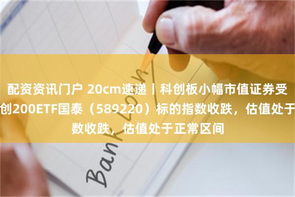 配资资讯门户 20cm速递丨科创板小幅市值证券受关注，科创200ETF国泰（589220）标的指数收跌，估值处于正常区间