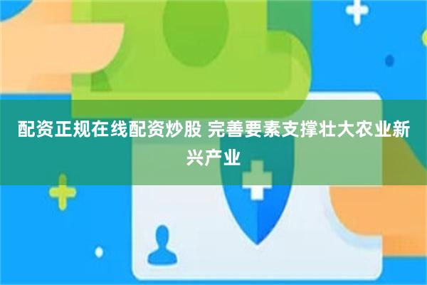 配资正规在线配资炒股 完善要素支撑壮大农业新兴产业